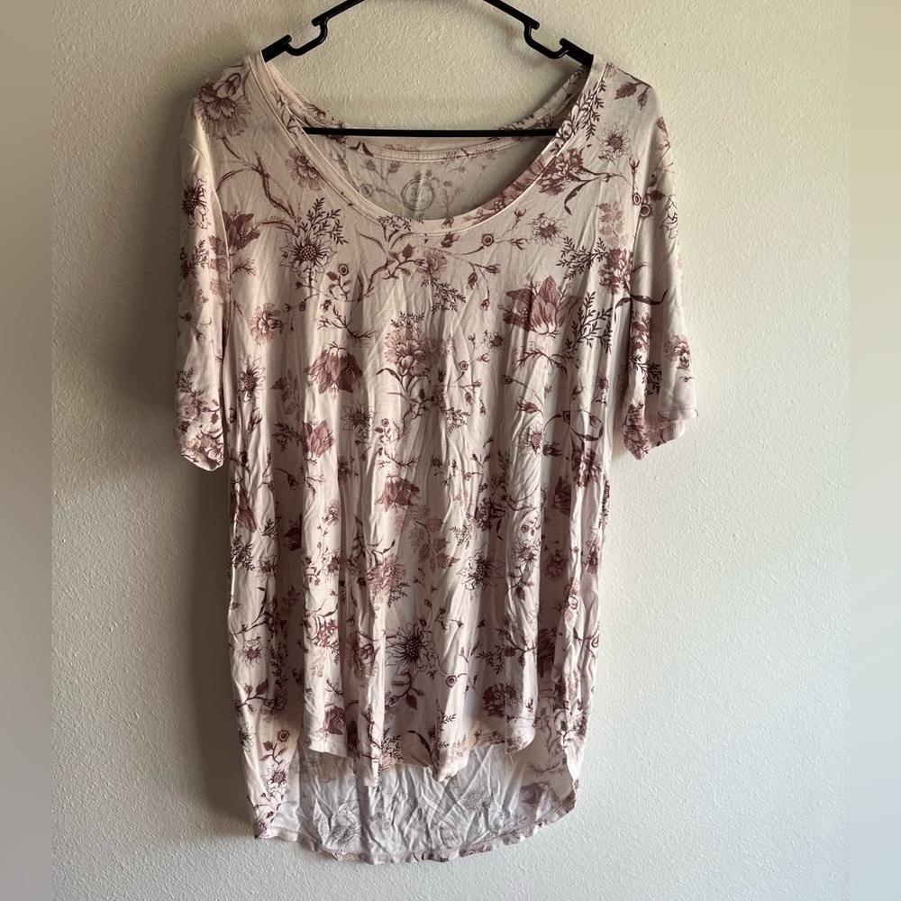 Maurices Pink Floral Short Sleeve Top